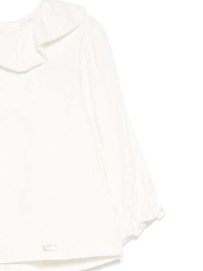 le bebe' scamiciata a quadri con lupetto con collo rouches LBG6074LBG5450GR LE BEBE'