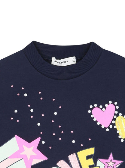 billieblush felpa girocollo con stampe e pailettes U2160385T Billieblush