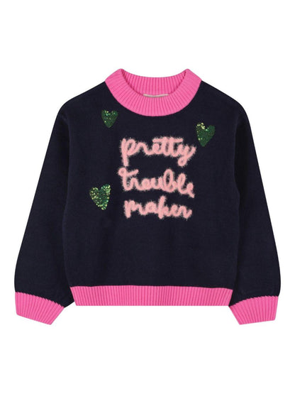 billieblush pull girocollo con scritte a rilievo e pilettes U2137885T Billieblush