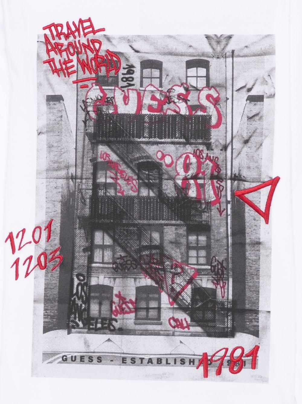 guess tshirt con stampa e scritte ricamate L5BI13I3Z14G011 guess