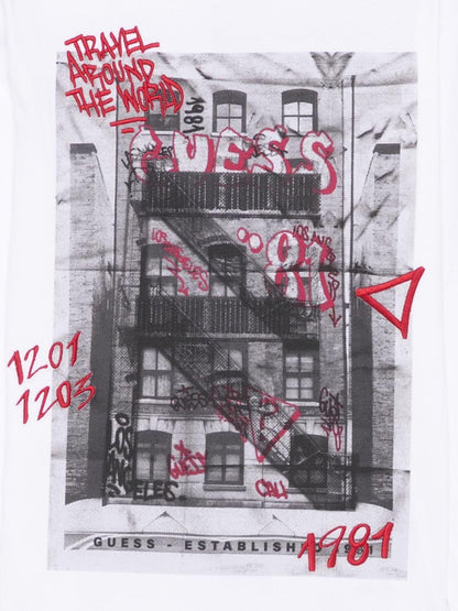 guess tshirt con stampa e scritte ricamate L5BI13I3Z14G011 guess