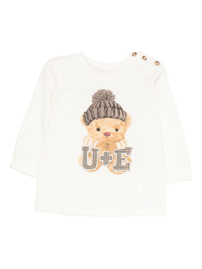 miss grant tshirt manica lunga con orsetto con cappello UEM0638BI Miss Grant