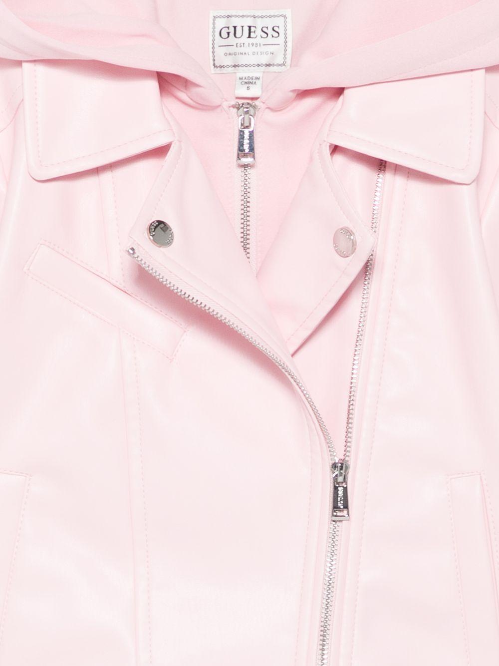 guess giubbino ecopelle con cappuccio in tessuto K5YL00WAEI0G65U guess