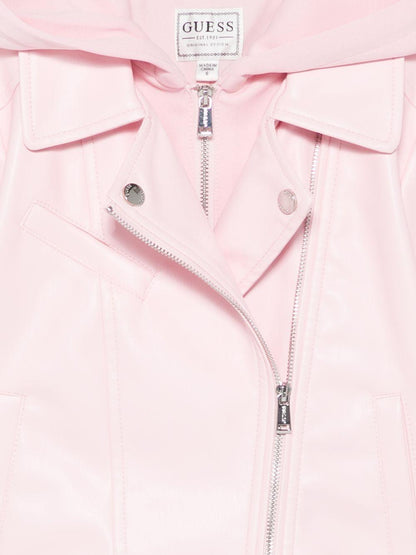 guess giubbino ecopelle con cappuccio in tessuto K5YL00WAEI0G65U guess