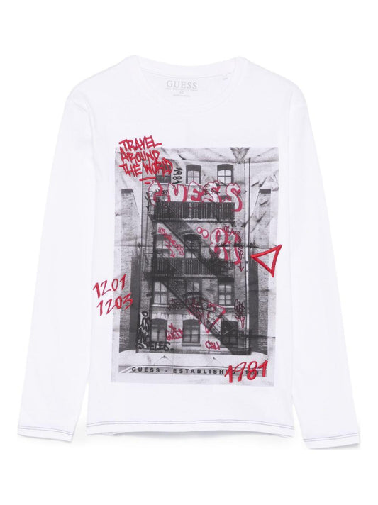 guess tshirt con stampa e scritte ricamate L5BI13I3Z14G011 guess