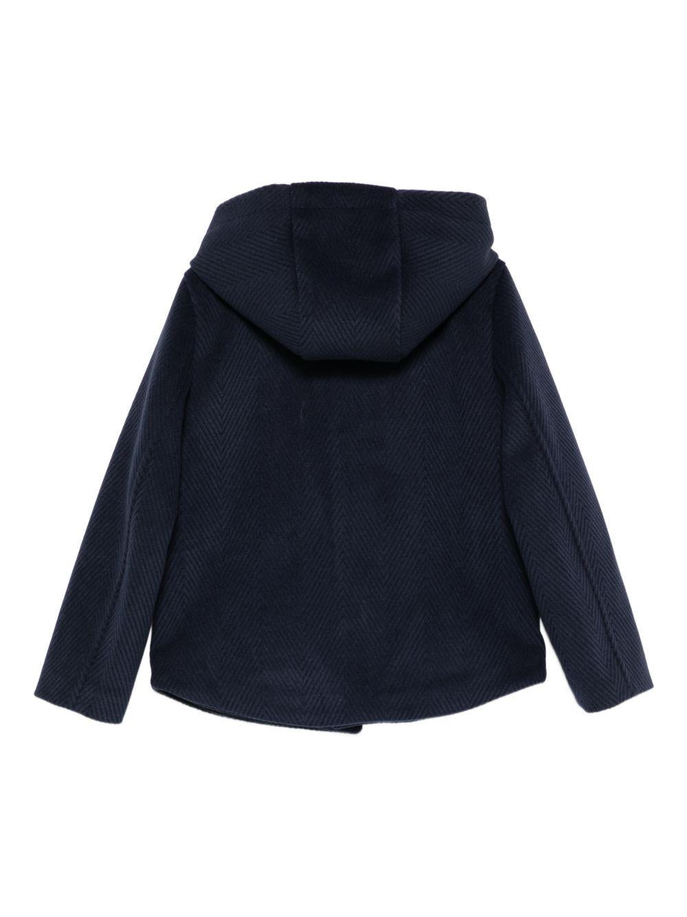 daniele alessandrini cappotto con cappuccio e tasconi tessuto spigato in tinta 129O00137BBL DANIELE ALESSANDRINI