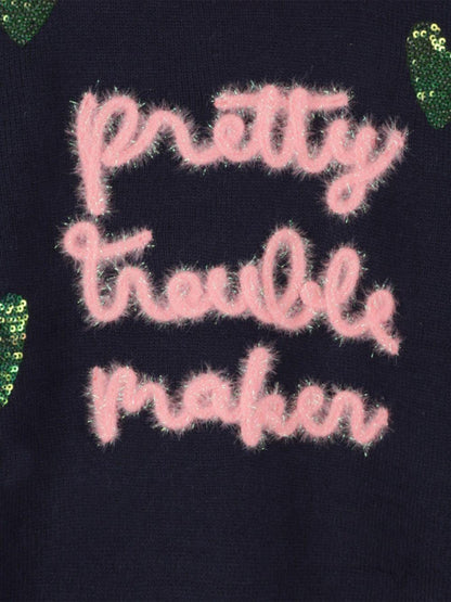 billieblush pull girocollo con scritte a rilievo e pilettes U2137885T Billieblush