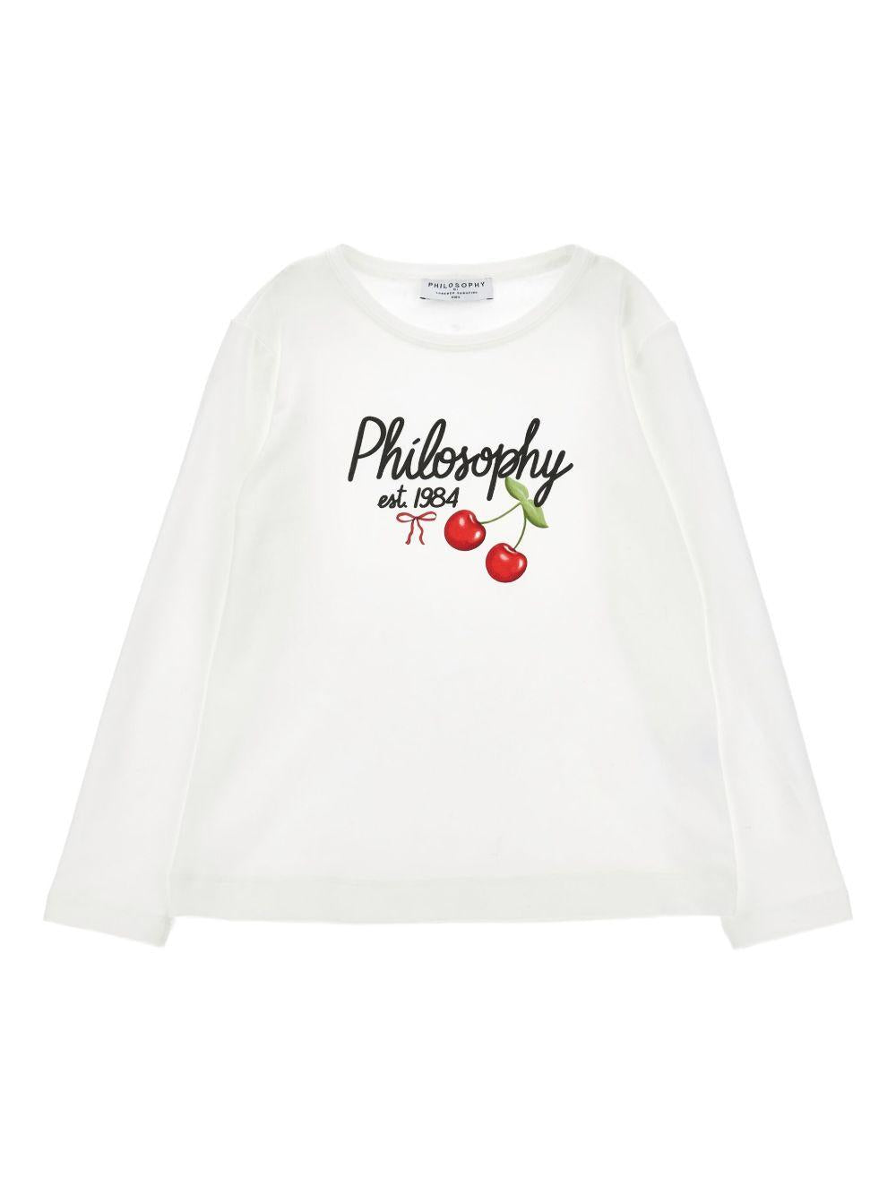 philosophy di lorenzo serafini tshirt cotone jersey manica lunga con stampa scritta logo e cherry I1F6056202P001 Philosofy kids