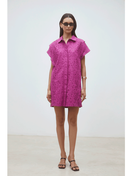 suncoo abito in cotone e pizzo 