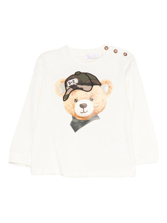 miss grant tshirt manica lunga con orsetto con berretto camu UEM0627BI Miss Grant