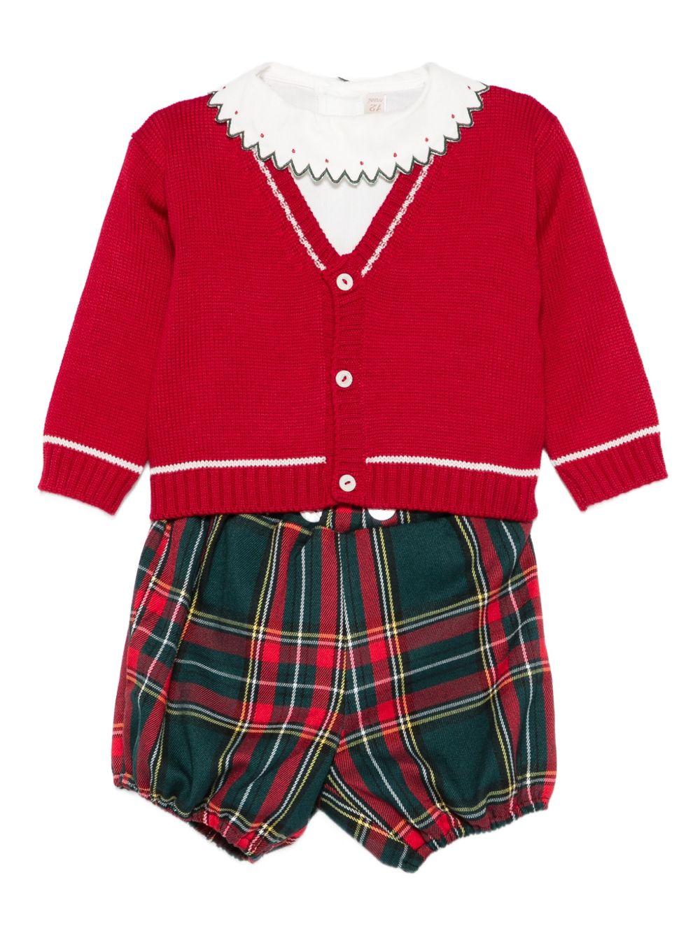 la stupenderia camicia body con collo smerlato e ricamato con coulotte scozzese TBCT19Z15VRCROS La Stupenderia