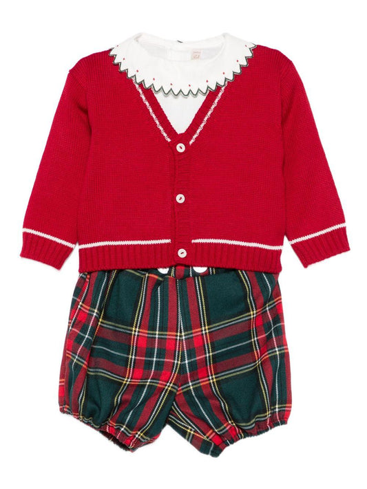 la stupenderia camicia body con collo smerlato e ricamato con coulotte scozzese TBCT19Z15VRCROS La Stupenderia