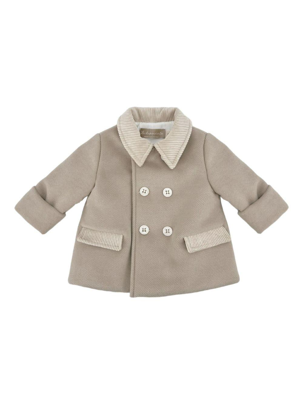 la stupenderia cappottino doppiopetto con tasche  e collo in velluto riga larga 1TCGB13H19BG La Stupenderia