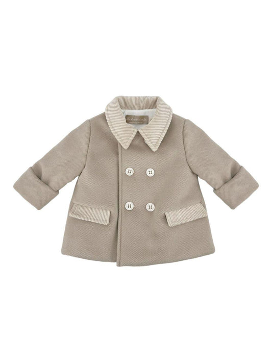 la stupenderia cappottino doppiopetto con tasche  e collo in velluto riga larga 1TCGB13H19BG La Stupenderia