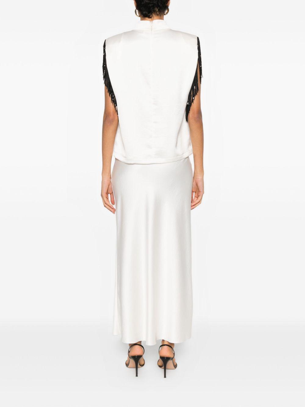 jucca top raso con frangia e gonna in raso con bordo velluto J4212247J4215081/38P045 jucca