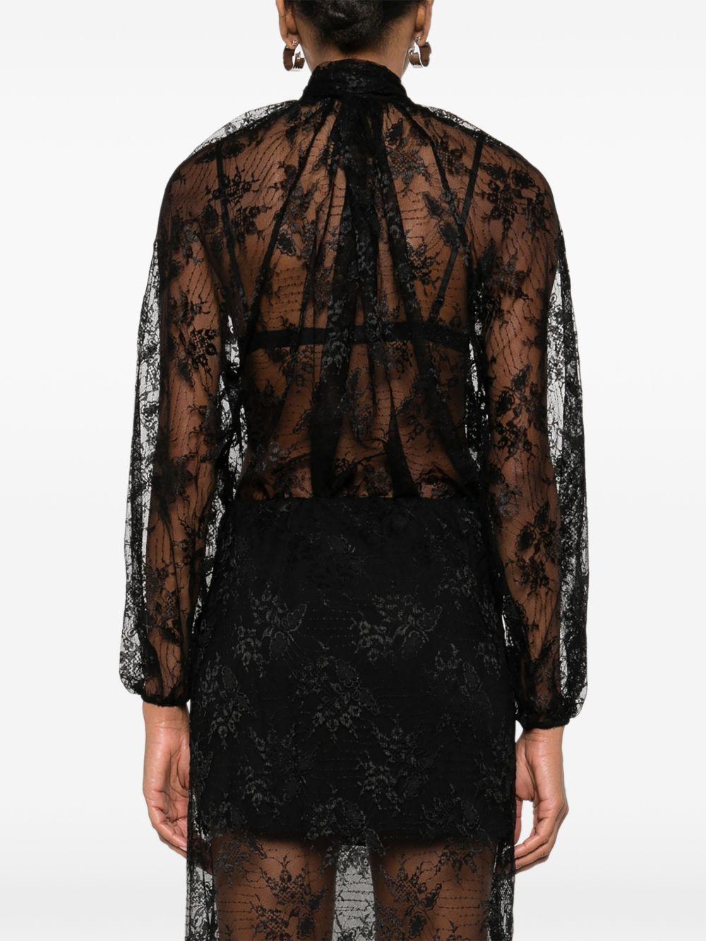 soallure blusa in pizzo collo alto con sciarpa L22013CNE SO ALLURE