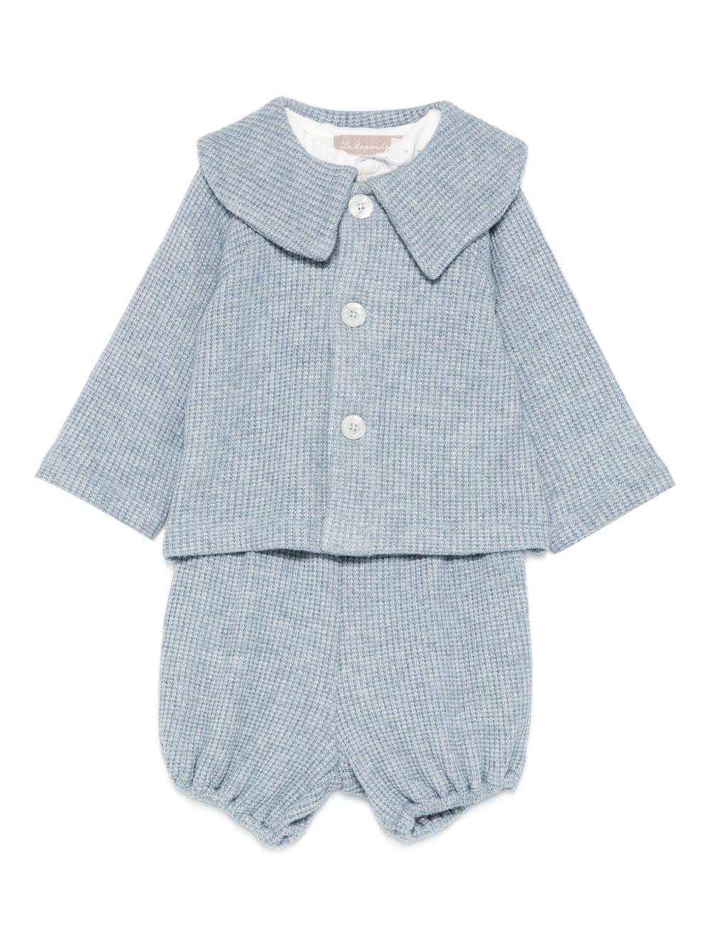 la stupenderia coulotte e cardigan in maglia con body collo ricamato TBCT07M07AZZCEL La Stupenderia