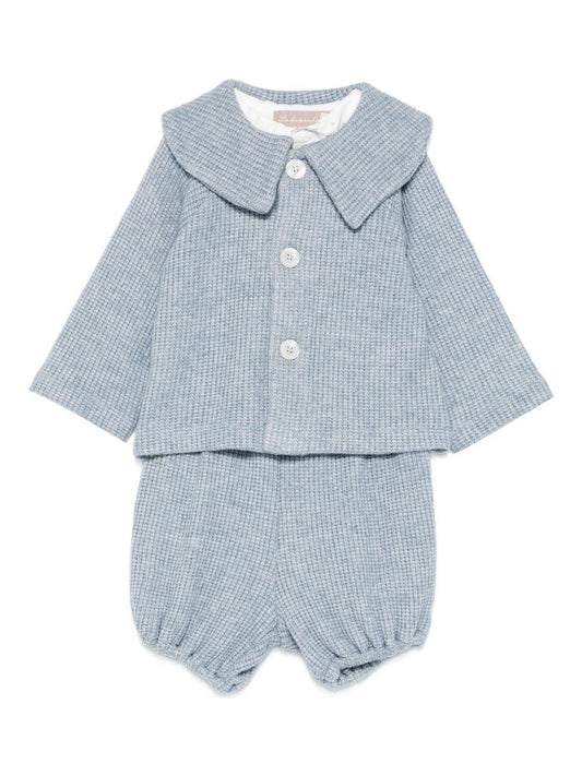 la stupenderia coulotte e cardigan in maglia con body collo ricamato TBCT07M07AZZCEL La Stupenderia