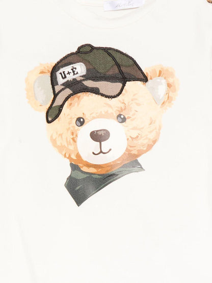 miss grant tshirt manica lunga con orsetto con berretto camu UEM0627BI Miss Grant