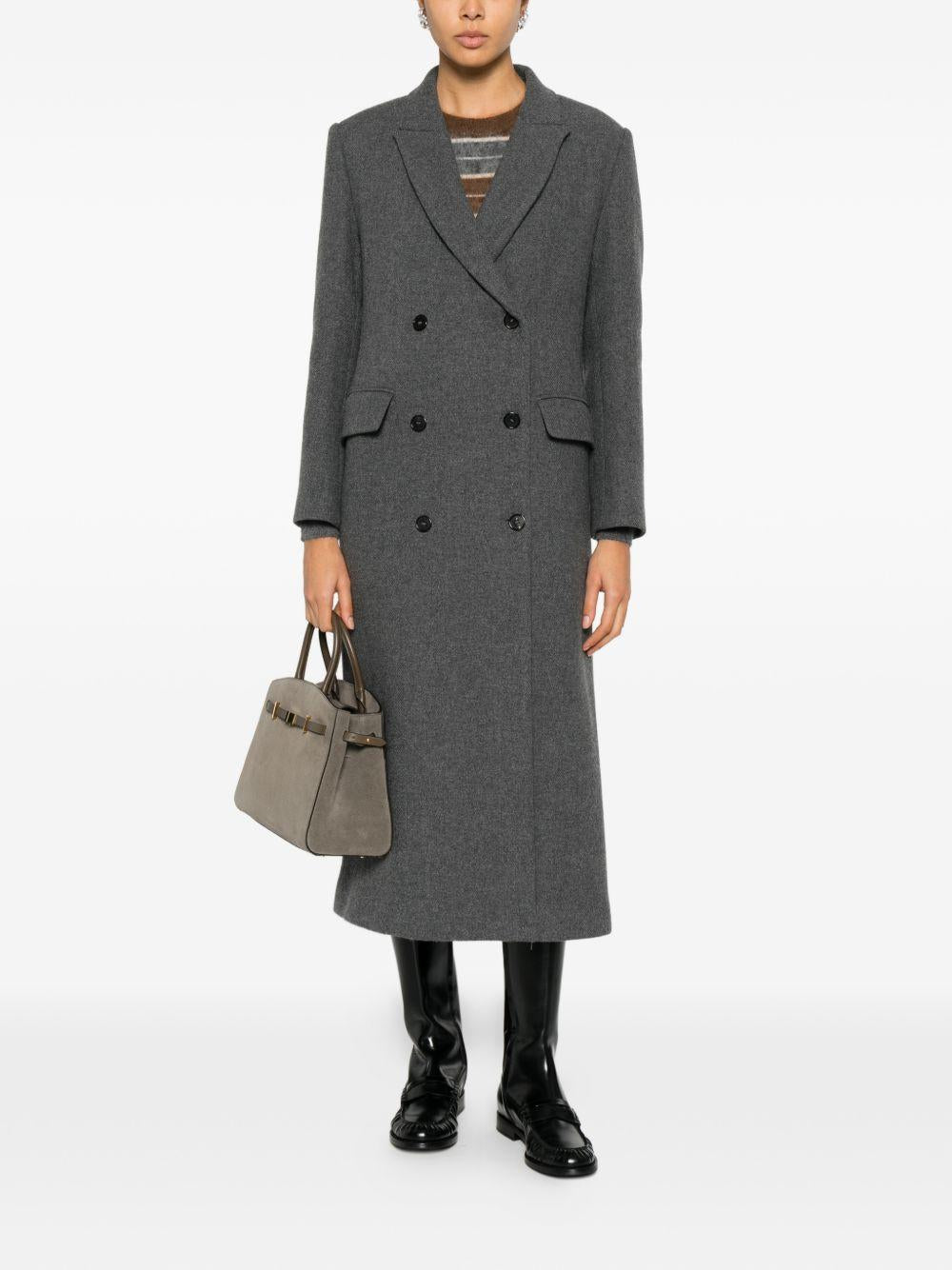 jucca cappotto lungo doppiopetto tessuto spigato J4256060/14009 jucca