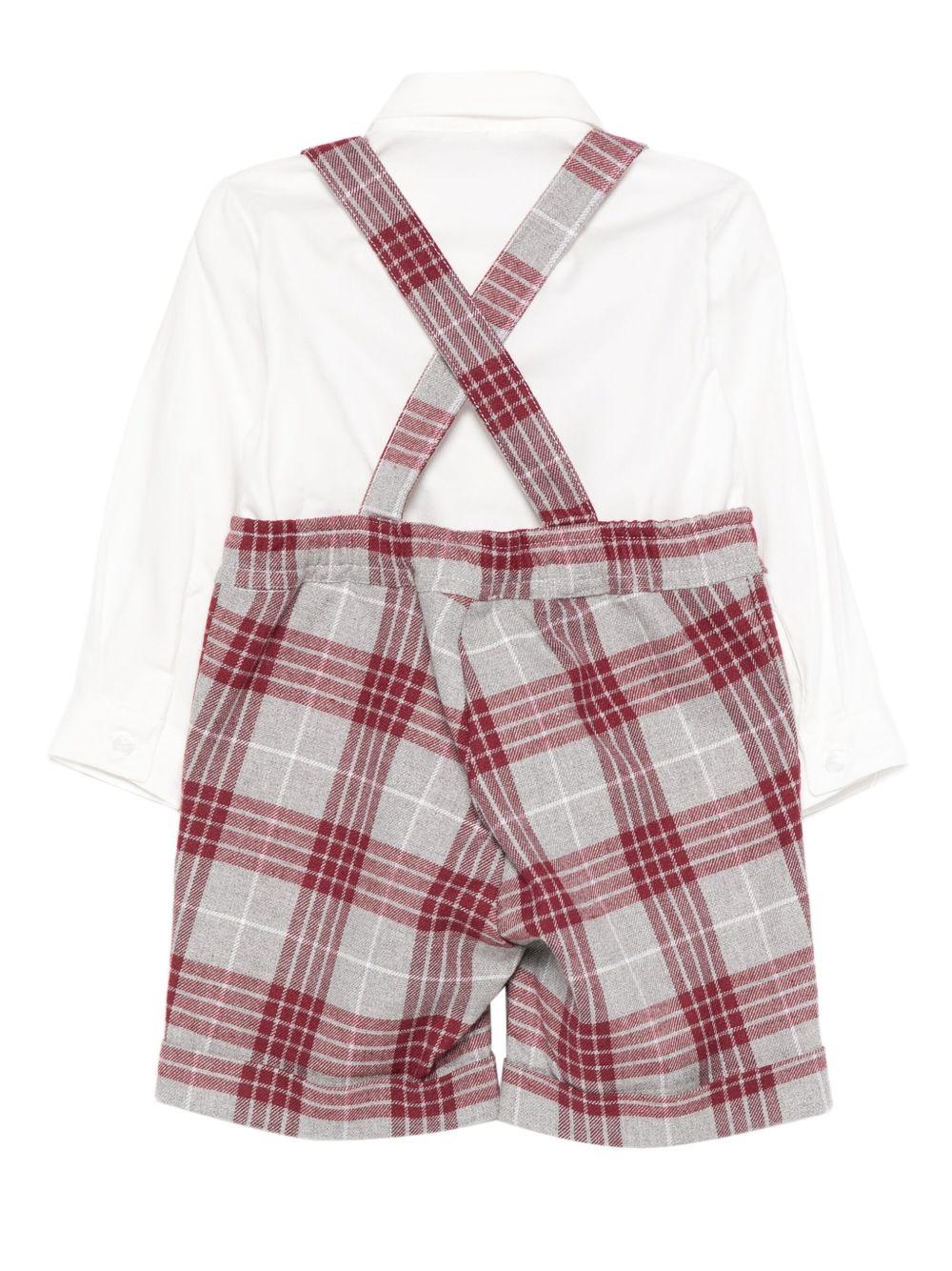 le bebe' bermuda con bretelle a quadri con camicia piquet LBB5167LBB5177GR LE BEBE'