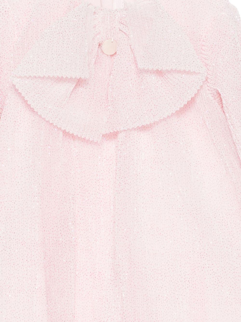 le bebe' abito in tulle lurex plissettato con fiocco LBG6173RO LE BEBE'