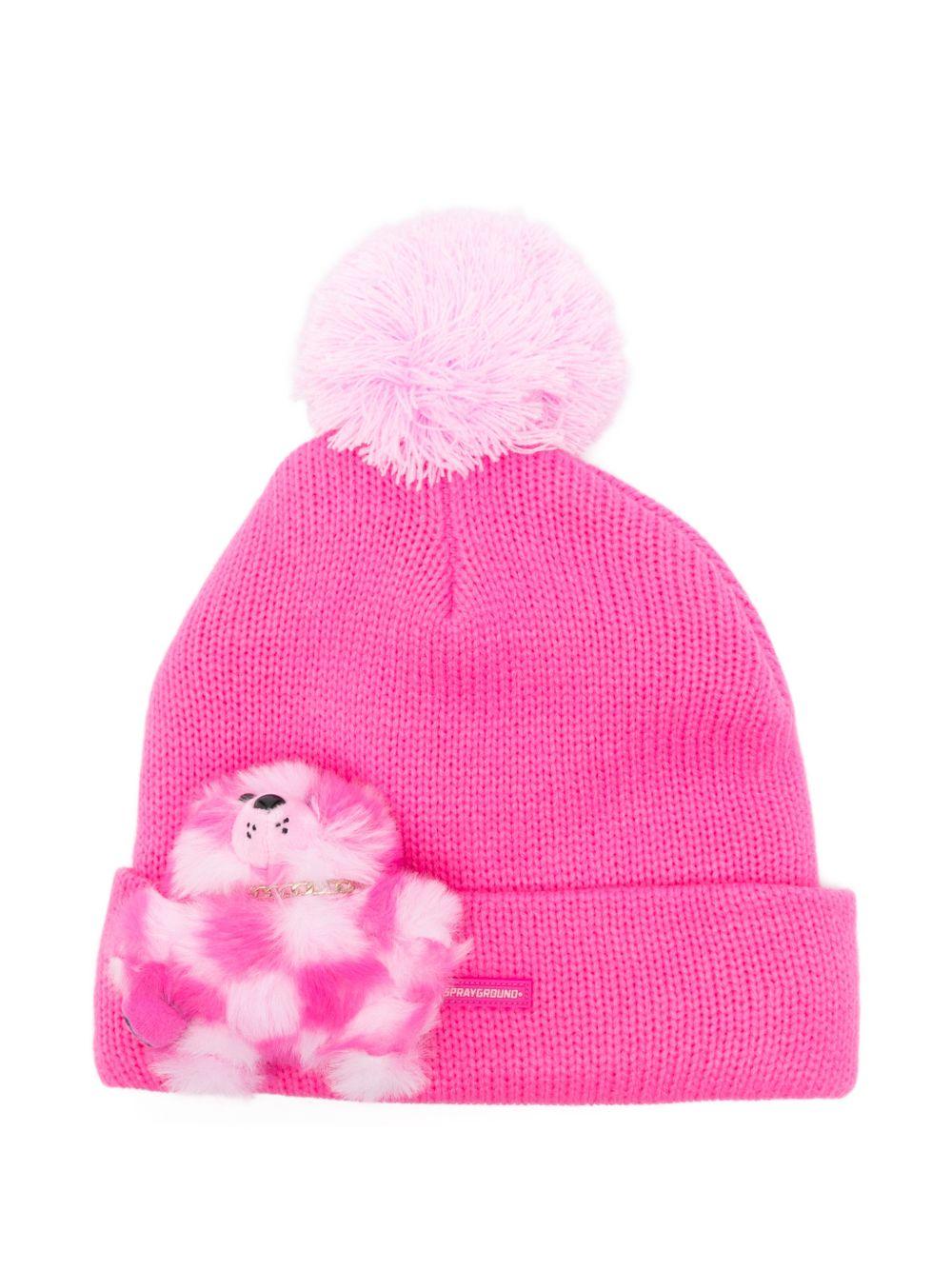 spraygrond cappello in lana con orso 