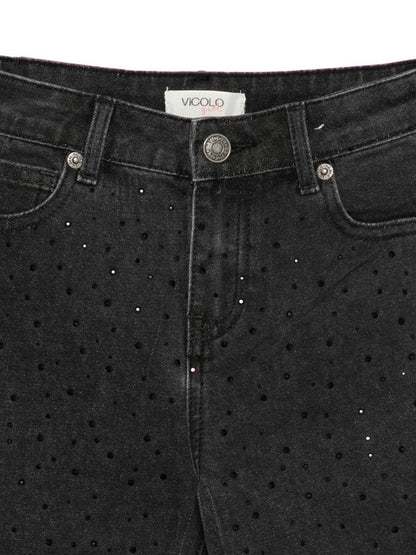 vicolo denim regular con strass neri sul davanti 3141PD00203NE vicolo