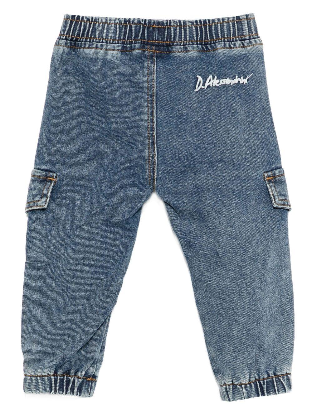 daniele alessandrini denim cargo con elastico in vita e sul fondo 1291PD00097BL DANIELE ALESSANDRINI