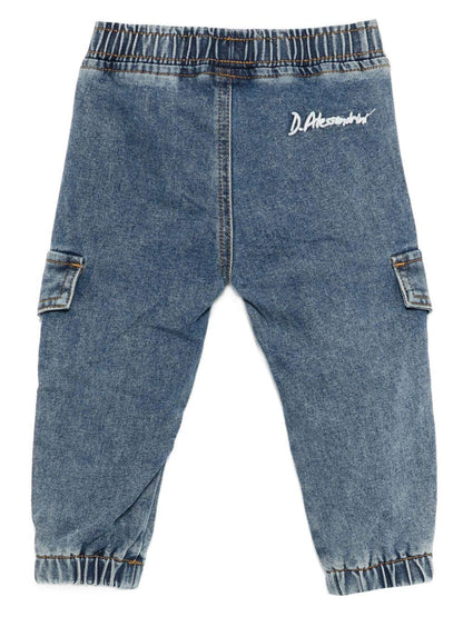 daniele alessandrini denim cargo con elastico in vita e sul fondo 1291PD00097BL DANIELE ALESSANDRINI