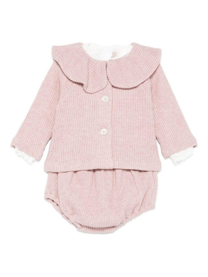 la stupenderia coulotte e cardigan in maglia con body collo ricamato TBCT08M06PINCCI La Stupenderia