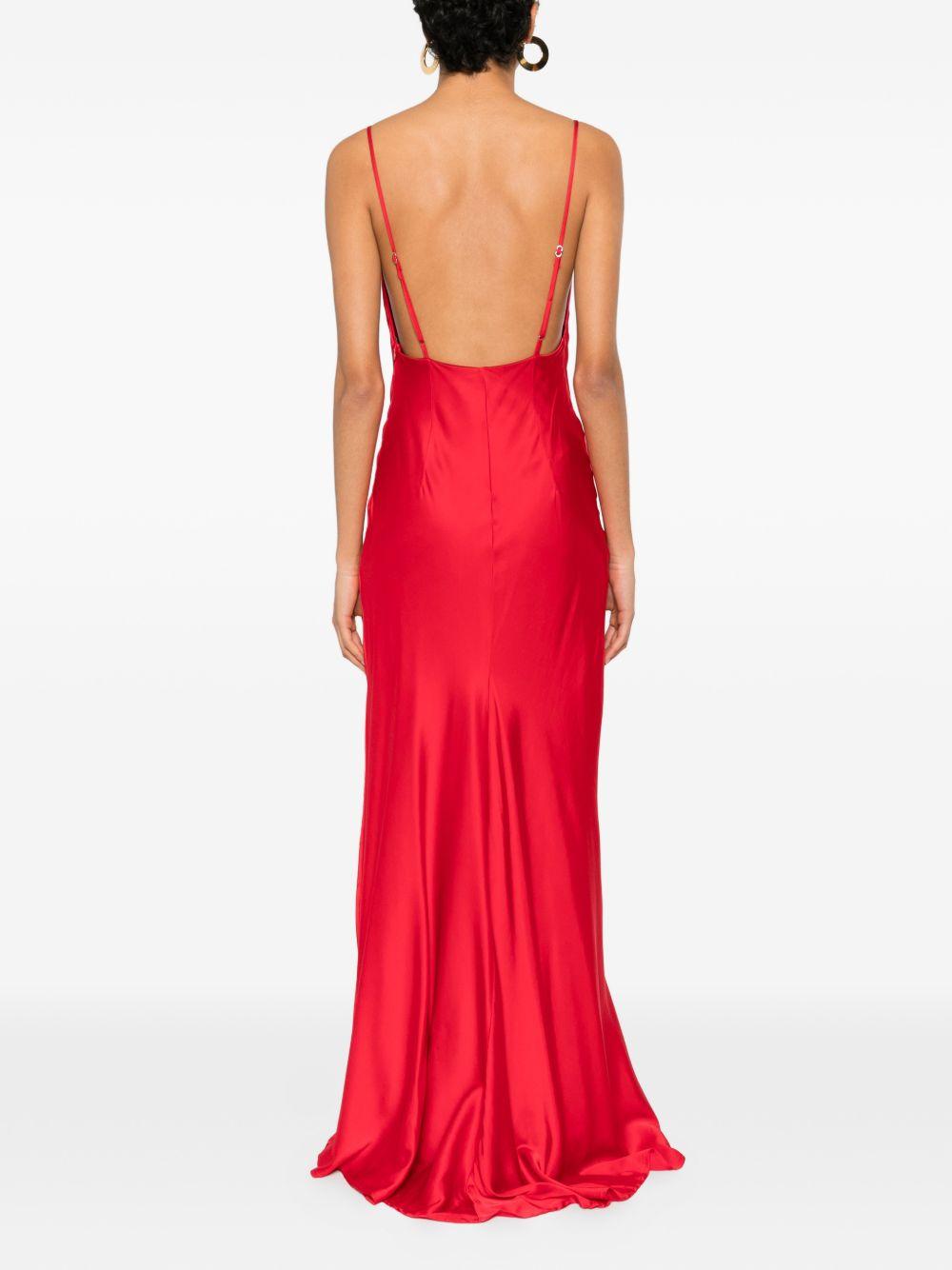 soallure abito lungo in ras scollo goccia con spilla piuma D11046CRO SO ALLURE