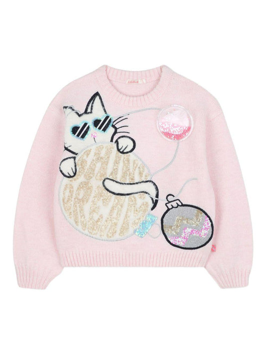 billieblush pull girocollo con patch gattino e pailettes U2138047V Billieblush