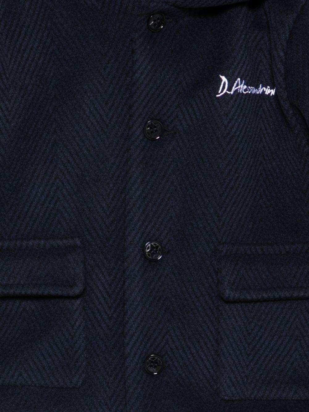 daniele alessandrini cappotto con cappuccio e tasconi tessuto spigato 1291O00137BL DANIELE ALESSANDRINI