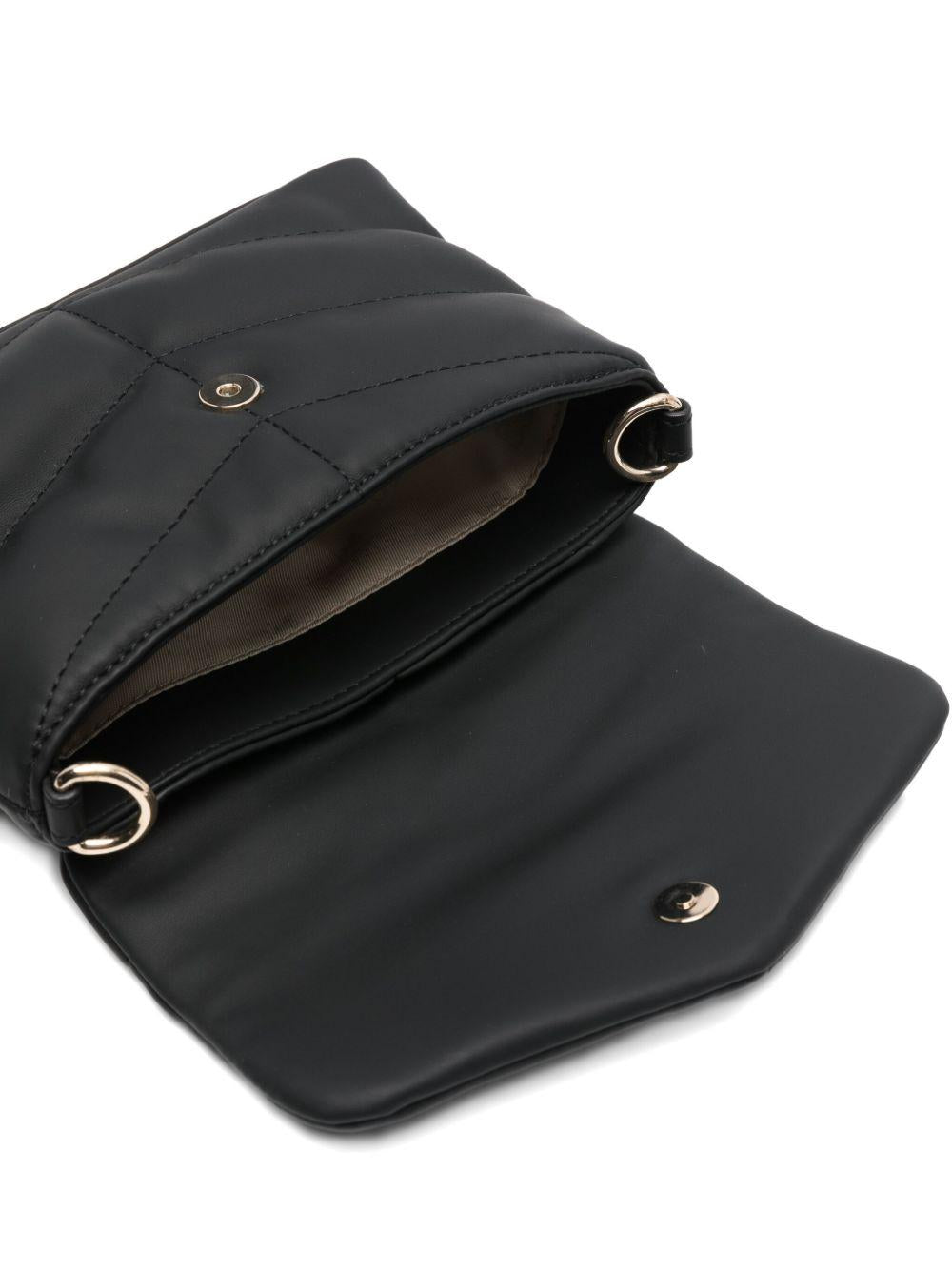 guess borsa con tracolla in tessuto trapuntata con logo oro J5Z12WGVT0JBLK guess