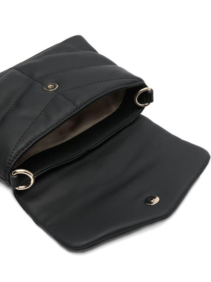 guess borsa con tracolla in tessuto trapuntata con logo oro J5Z12WGVT0JBLK guess