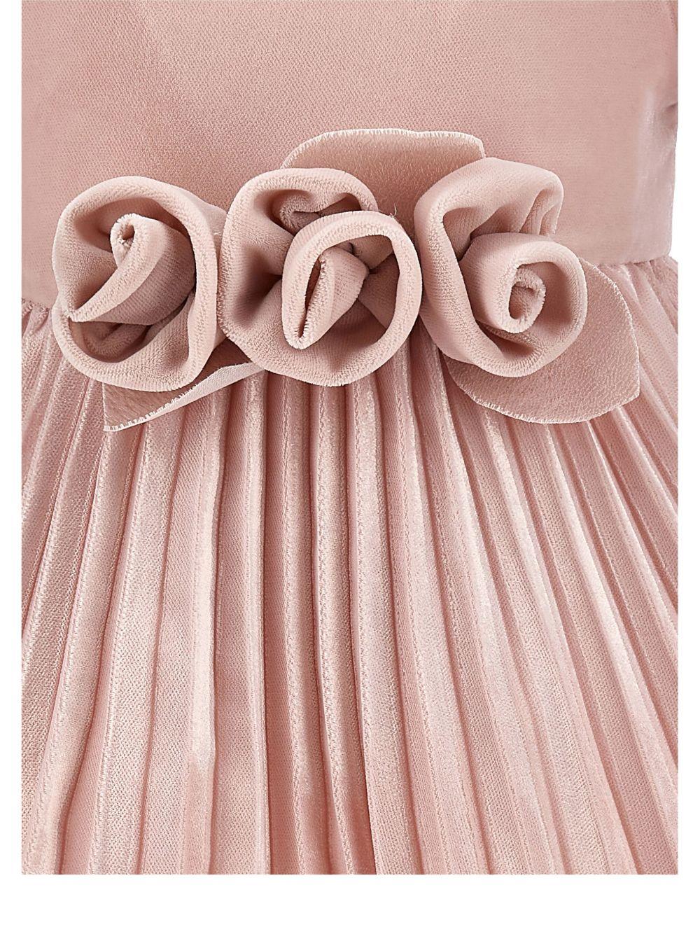 monnalisa bebe' abito velluto con manica sbuffo e rose 73F90268030092 Monnalisa