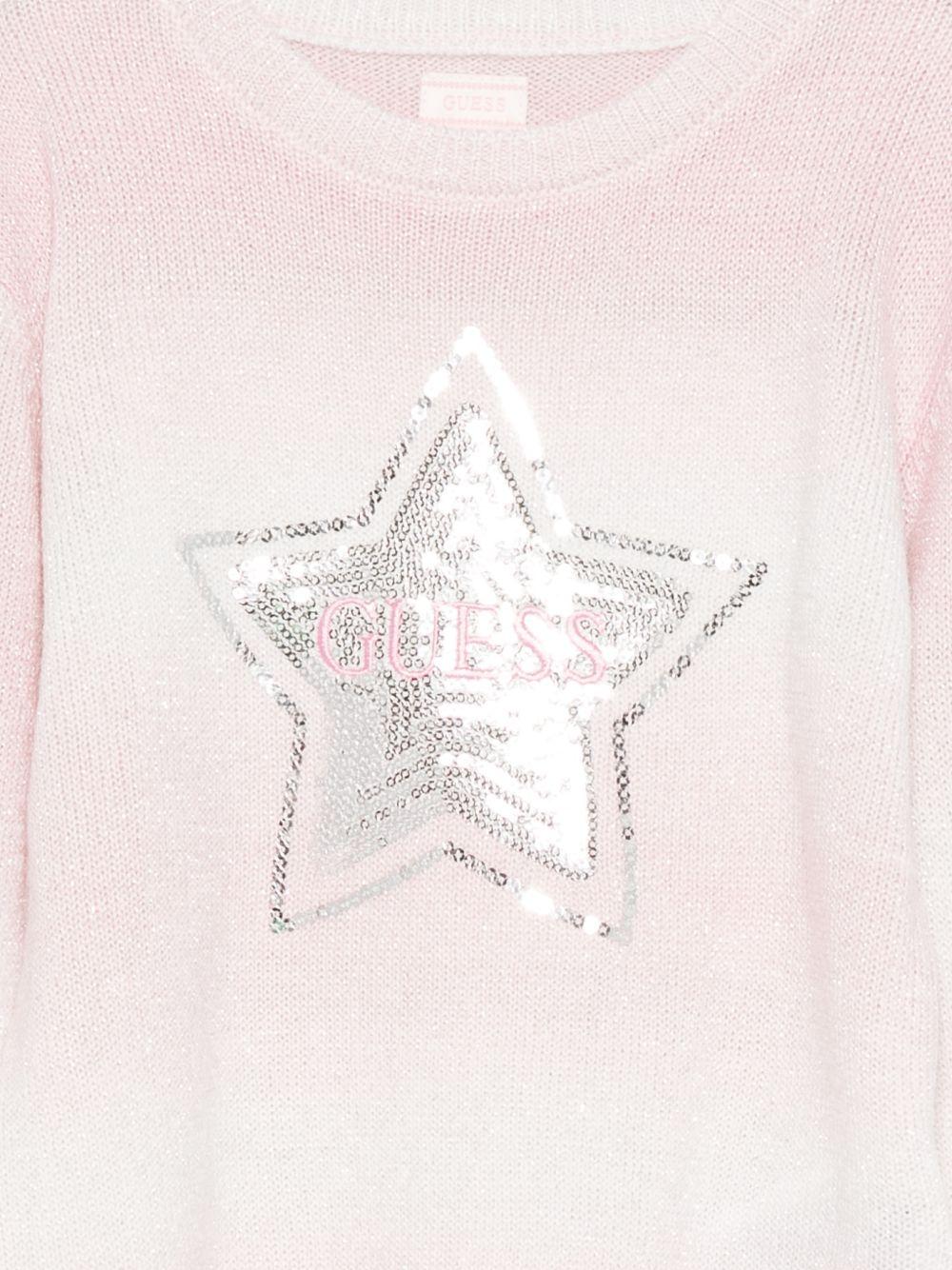 guess maglia girocollo lurex sfumata con stella in pailettes e ricamo scritta logo K5YR07Z3OQ0F6E8 guess