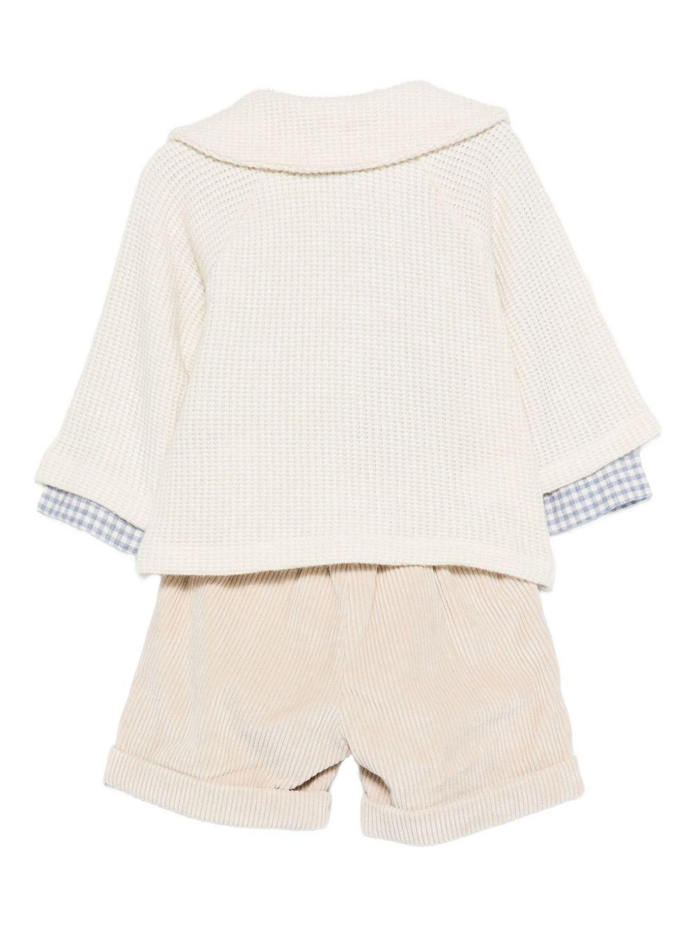 la stupenderia camiciaa quadretti  con profilo bermuda millerighe con cardigan in maglia TBBD01Y25NATCBG La Stupenderia