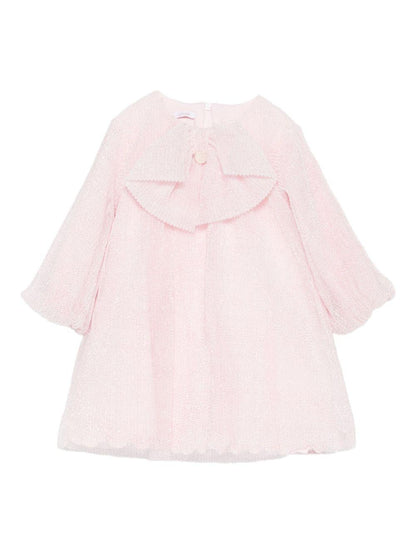 le bebe' abito in tulle lurex plissettato con fiocco LBG6173RO LE BEBE'